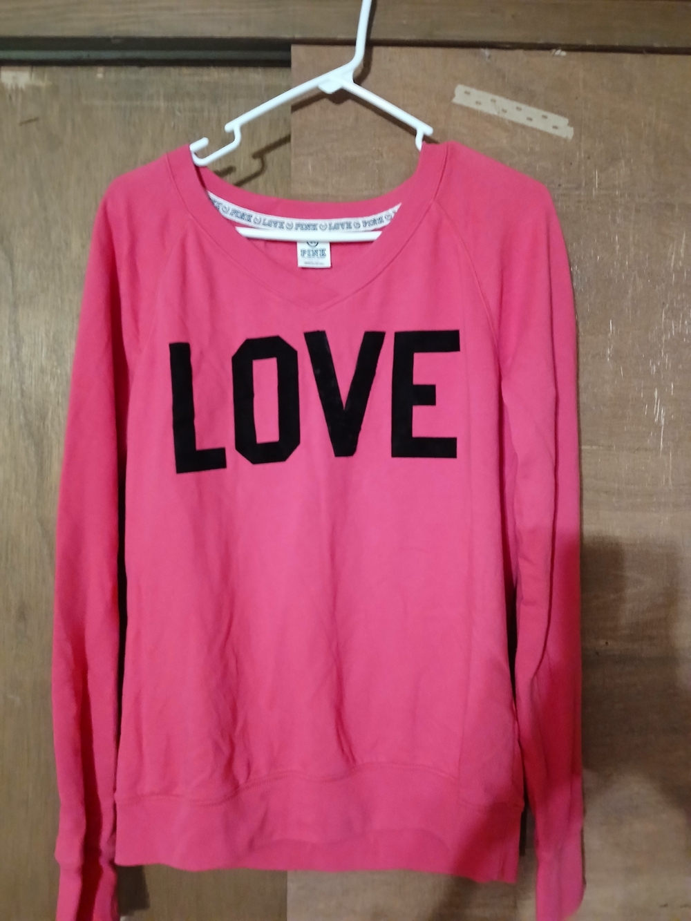Victoria's Secret PINK Red-Pink Crew Sweatshirt